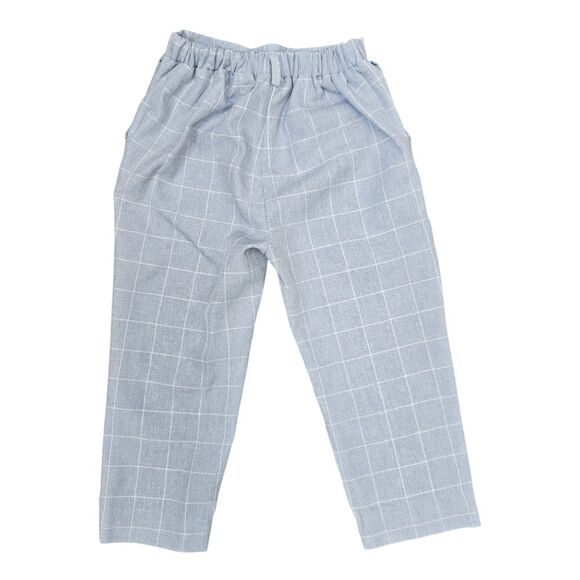SHEIN Boys 4Y Light Blue Slant Pocket Grid Print Dress Pants - Picture 4 of 11